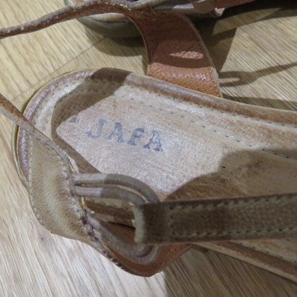 JAFA Antique Distressed Brown Strappy Cut Out Leather Comfort Sandals Boho - Picture 10 of 14